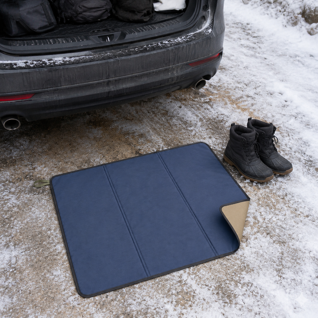Tapis pliable pour changer de chaussures en extérieur