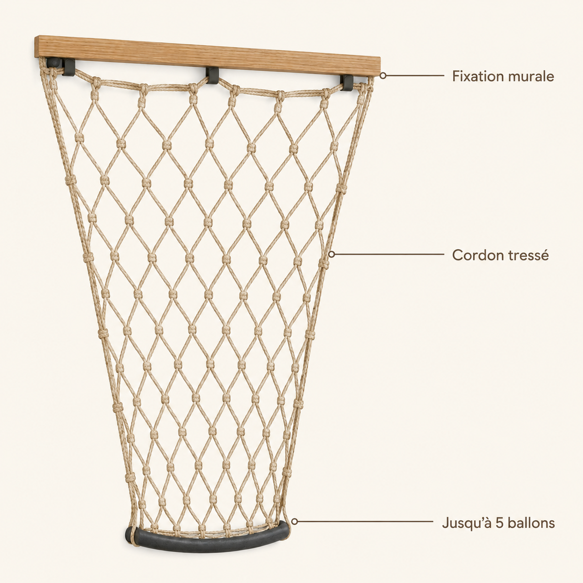 Filet de rangement pour ballons de sport