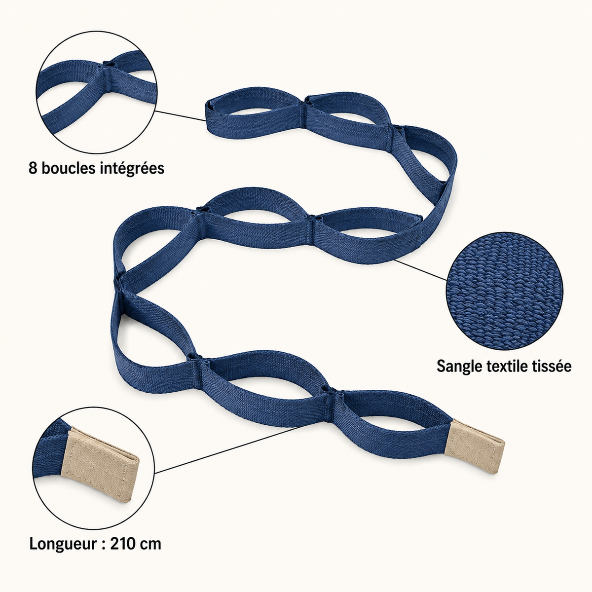 Sangle d’étirement à 8 boucles – 210 cm