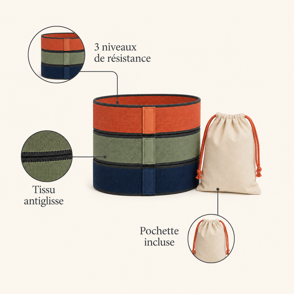 Lot de 3 bandes de résistance avec pochette