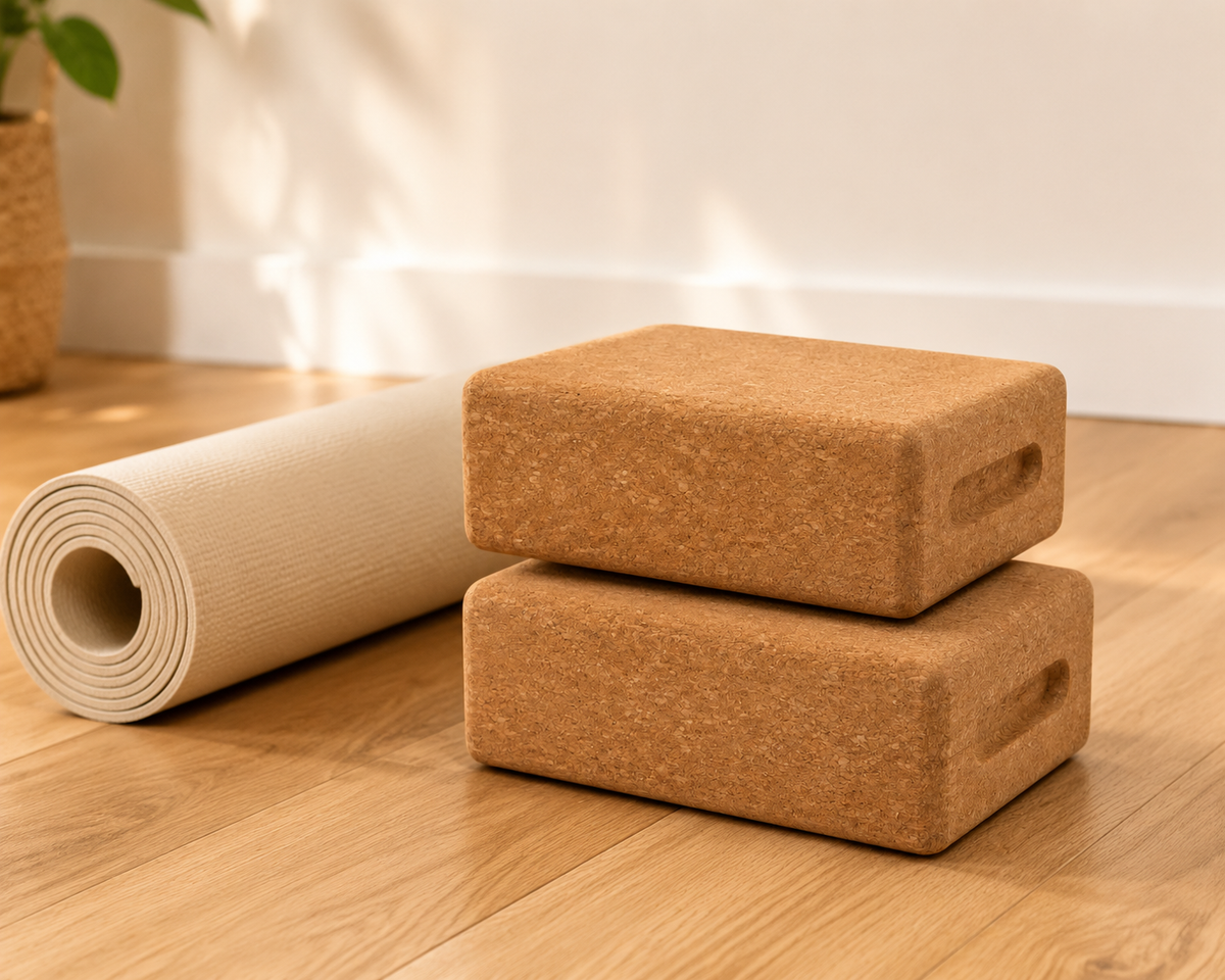Lot de 2 briques de yoga en liège naturel